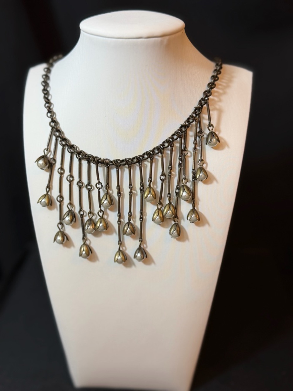 Plunder Antique Gold Bell Fringe Necklace